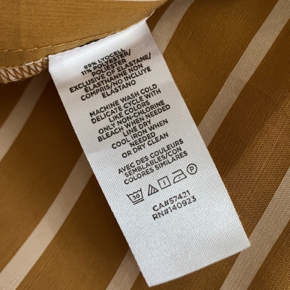 Loft Beach | V-Neck Striped Keyhole Tie Front Short Sleeve Peplum Top Bronze XXS - Picture 7 of 16